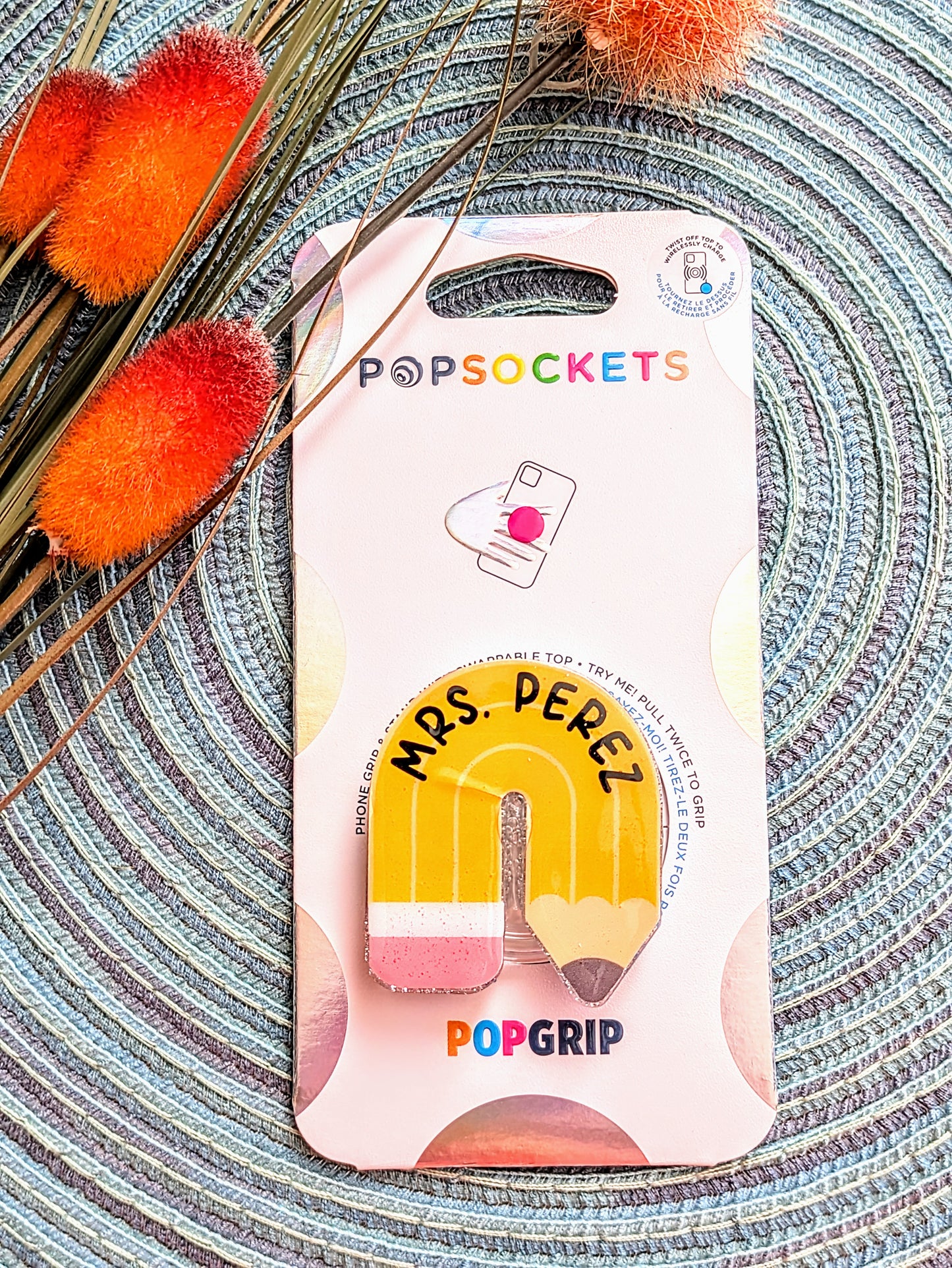 Rainbow Pencil Acrylic Design - Popsocket