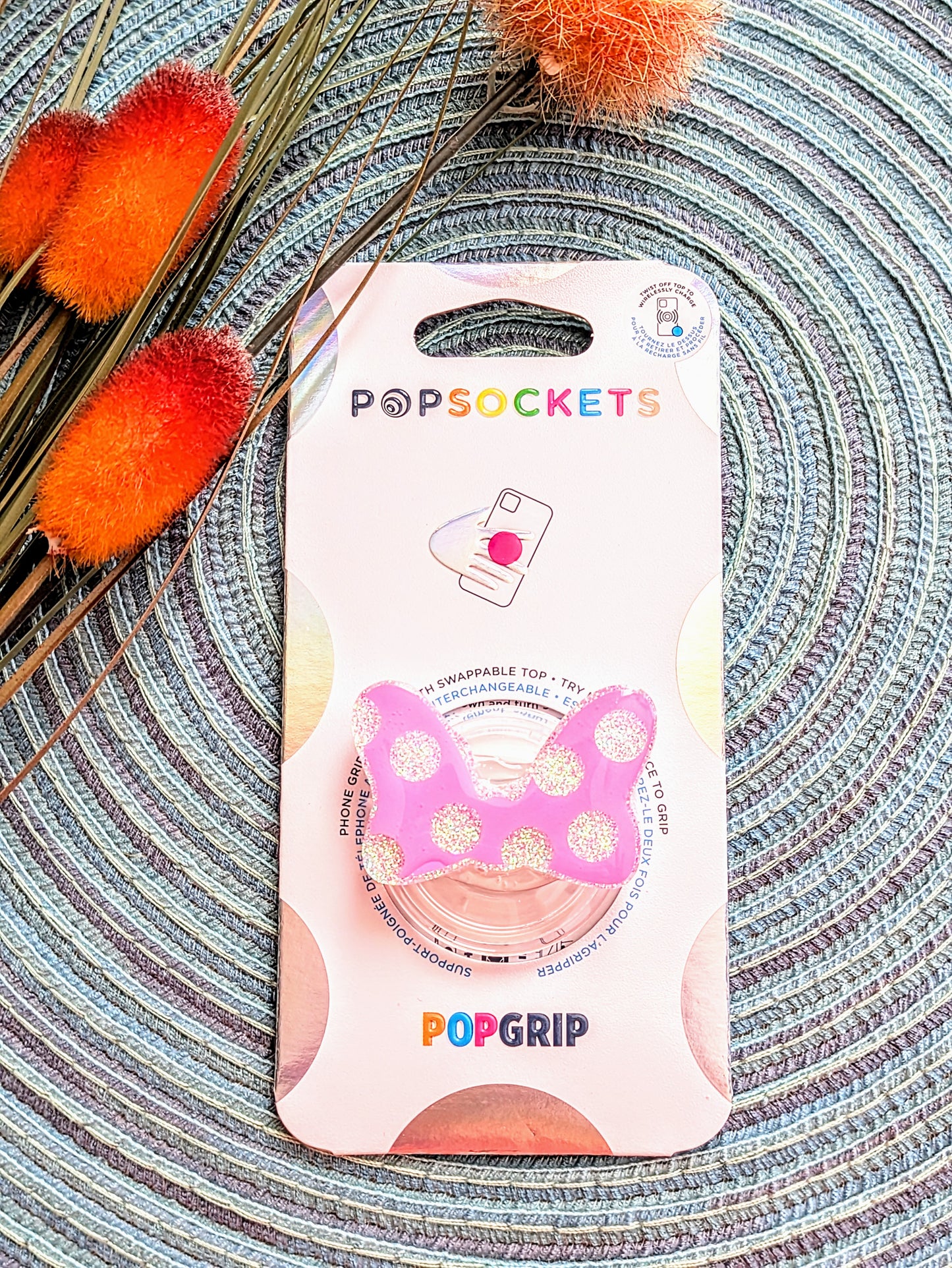 Polka Dot Bow Acrylic Design - Popsocket