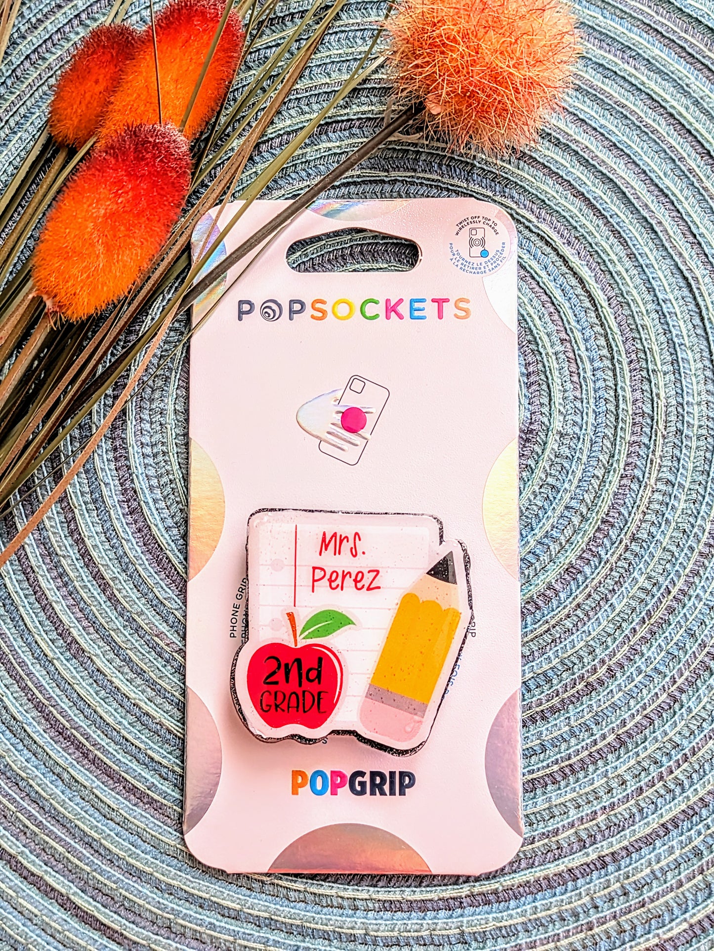 Teacher Notebook Paper Acrylic Design - Popsocket