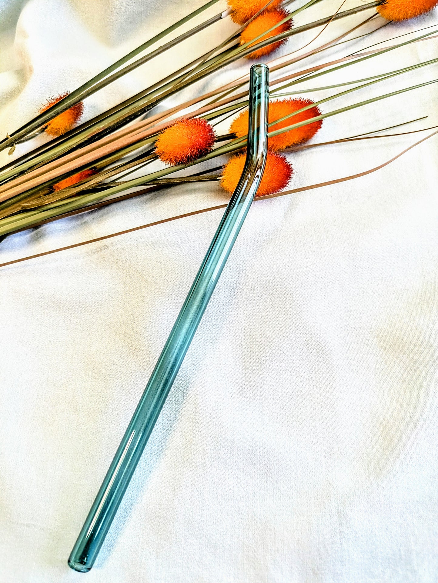 Dark Green Glass Straw