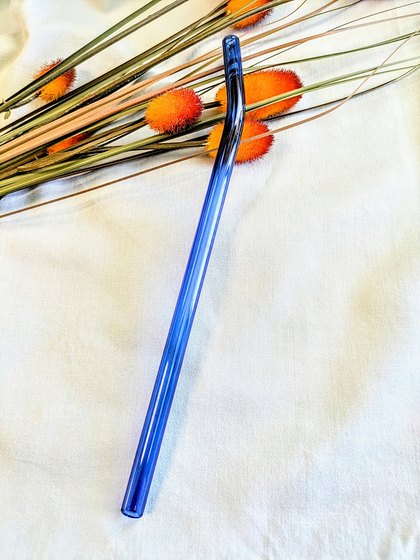 Blue Glass Straw