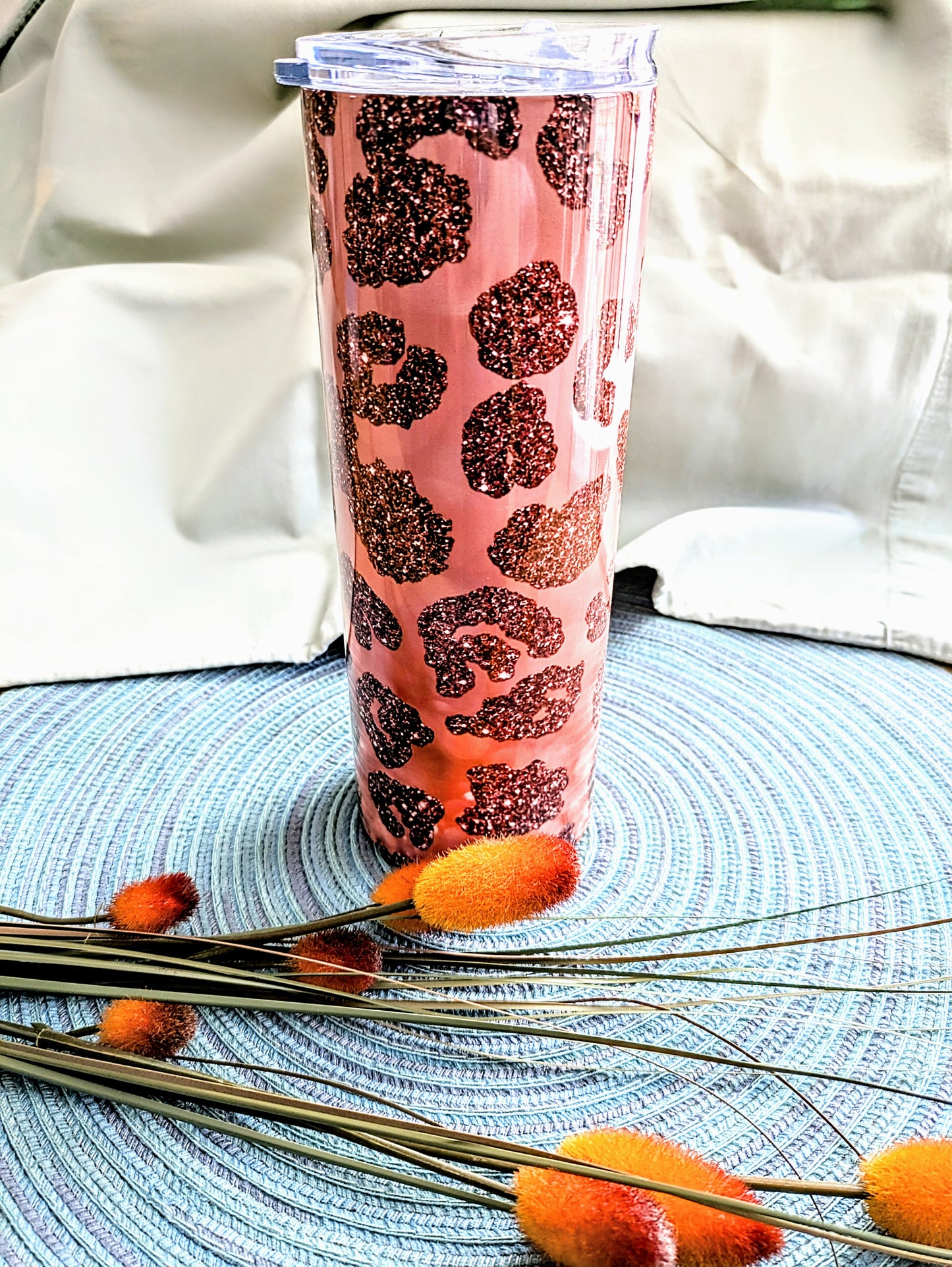 Rose Gold Glittered Leopard Print