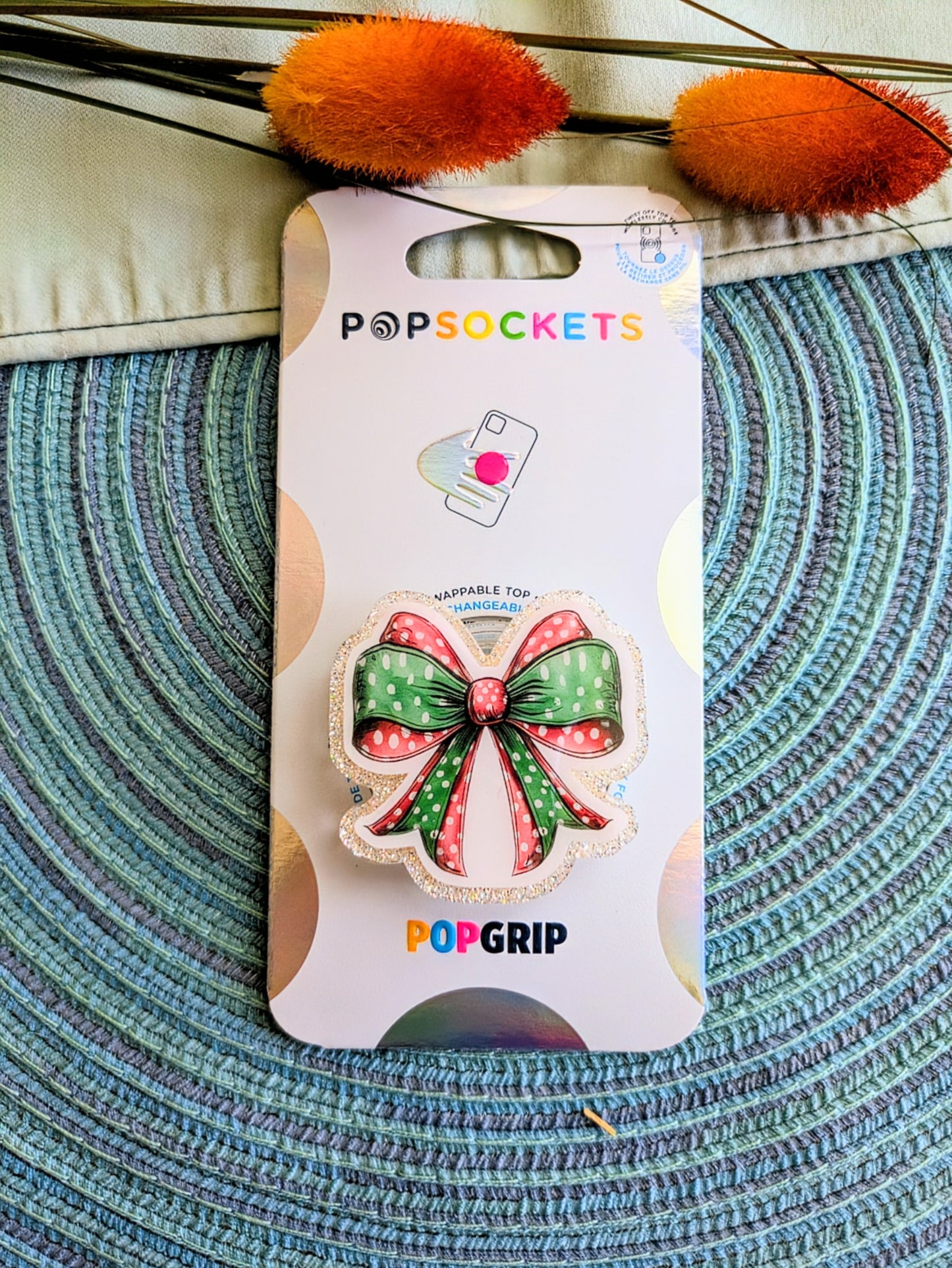 "Red & Green Polka Dot Coquette Bow"