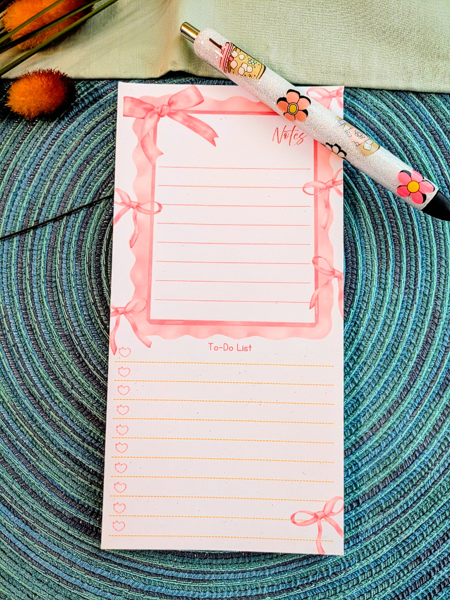 "Pink Coquette Bows" Notepad