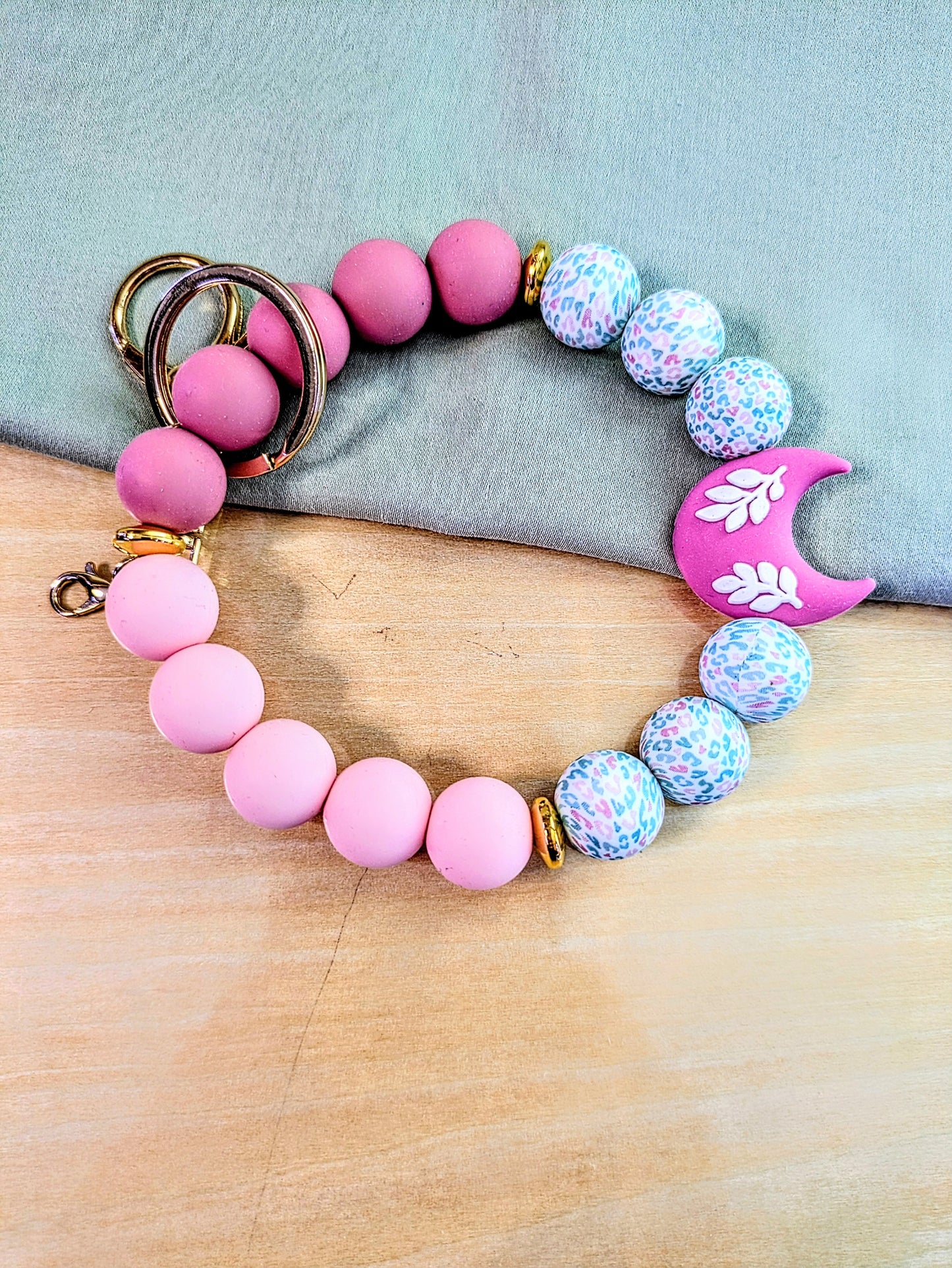 "Floral Leafy Moon" Wristlet