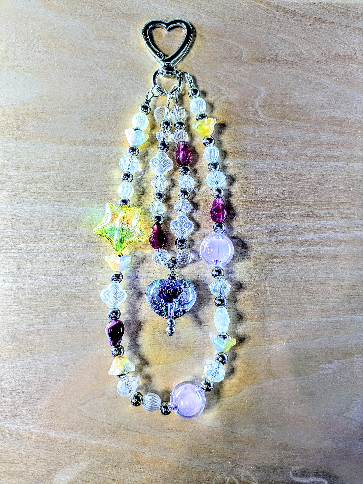 "Sparkly Heart and Star" Keychain