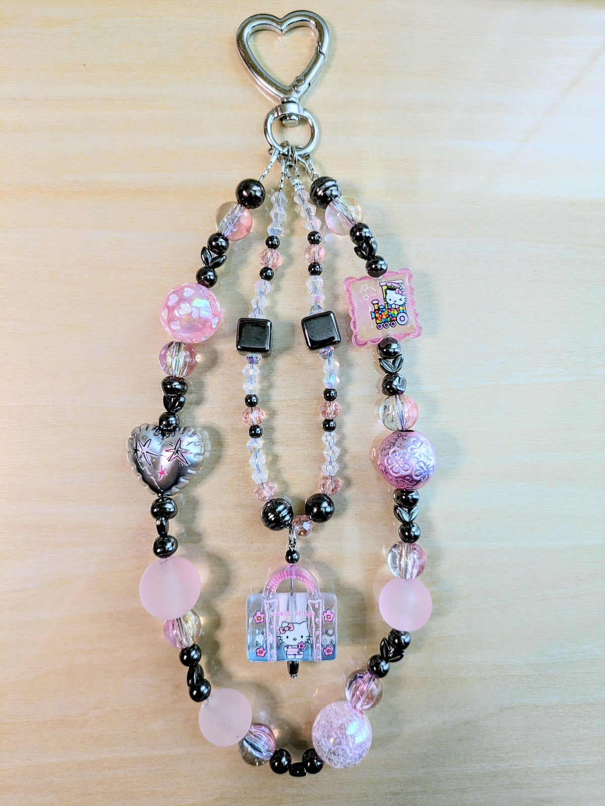 "Pretty in Purple/Pink/Silver Kitty" Keychain