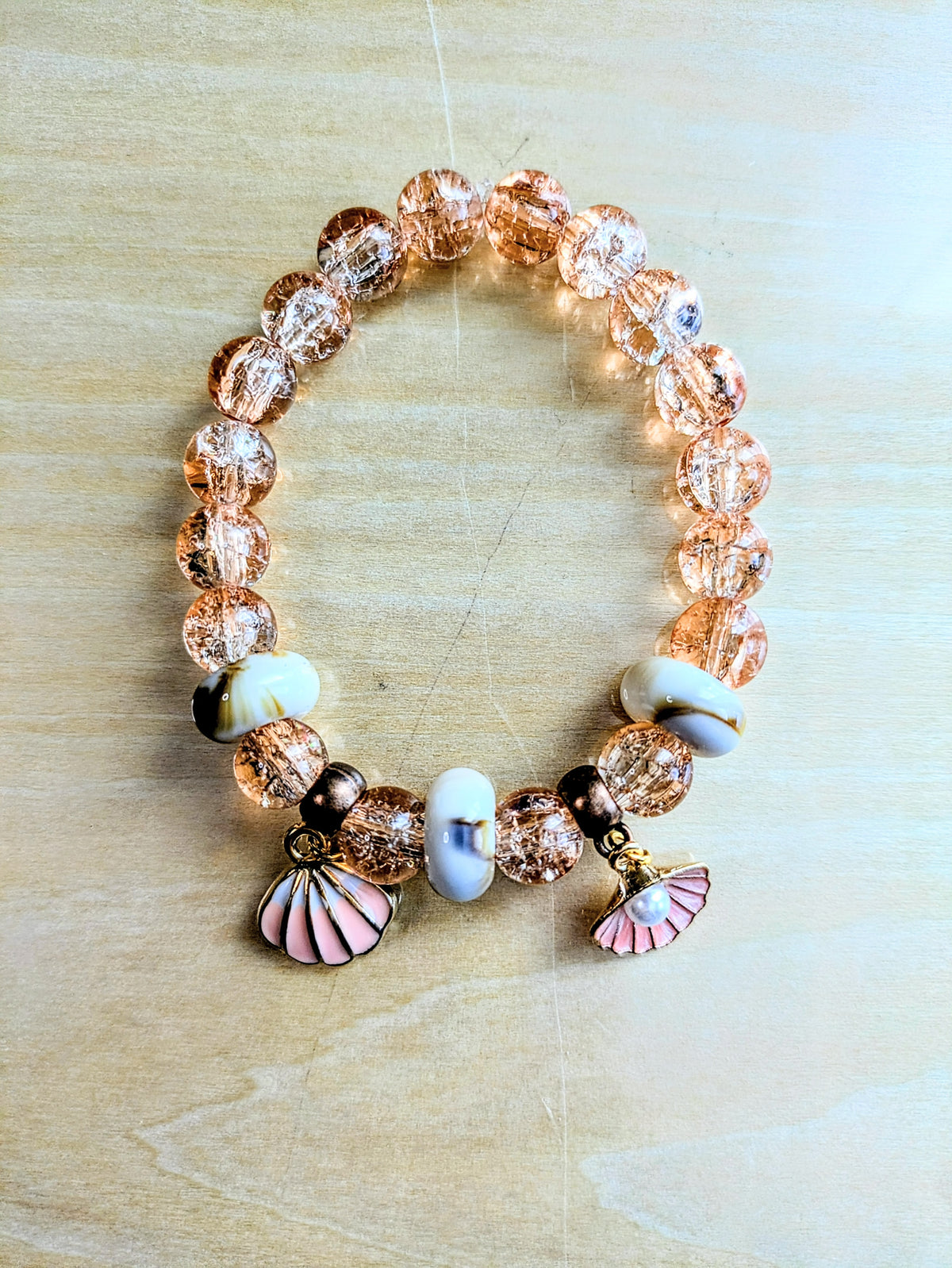 Peachy Beads with Seashell Charms