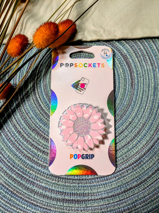 Pink Leopard Print Sunflower - Popsocket