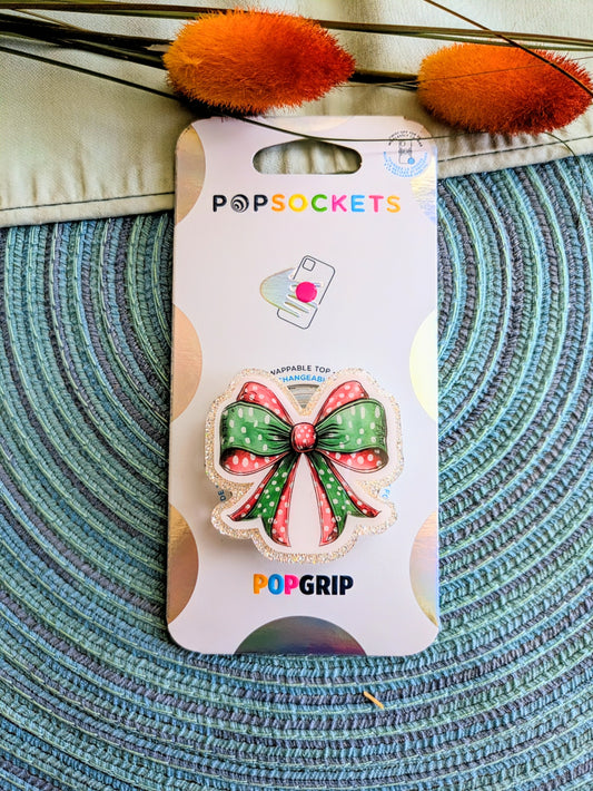 "Red & Green Polka Dot Coquette Bow"