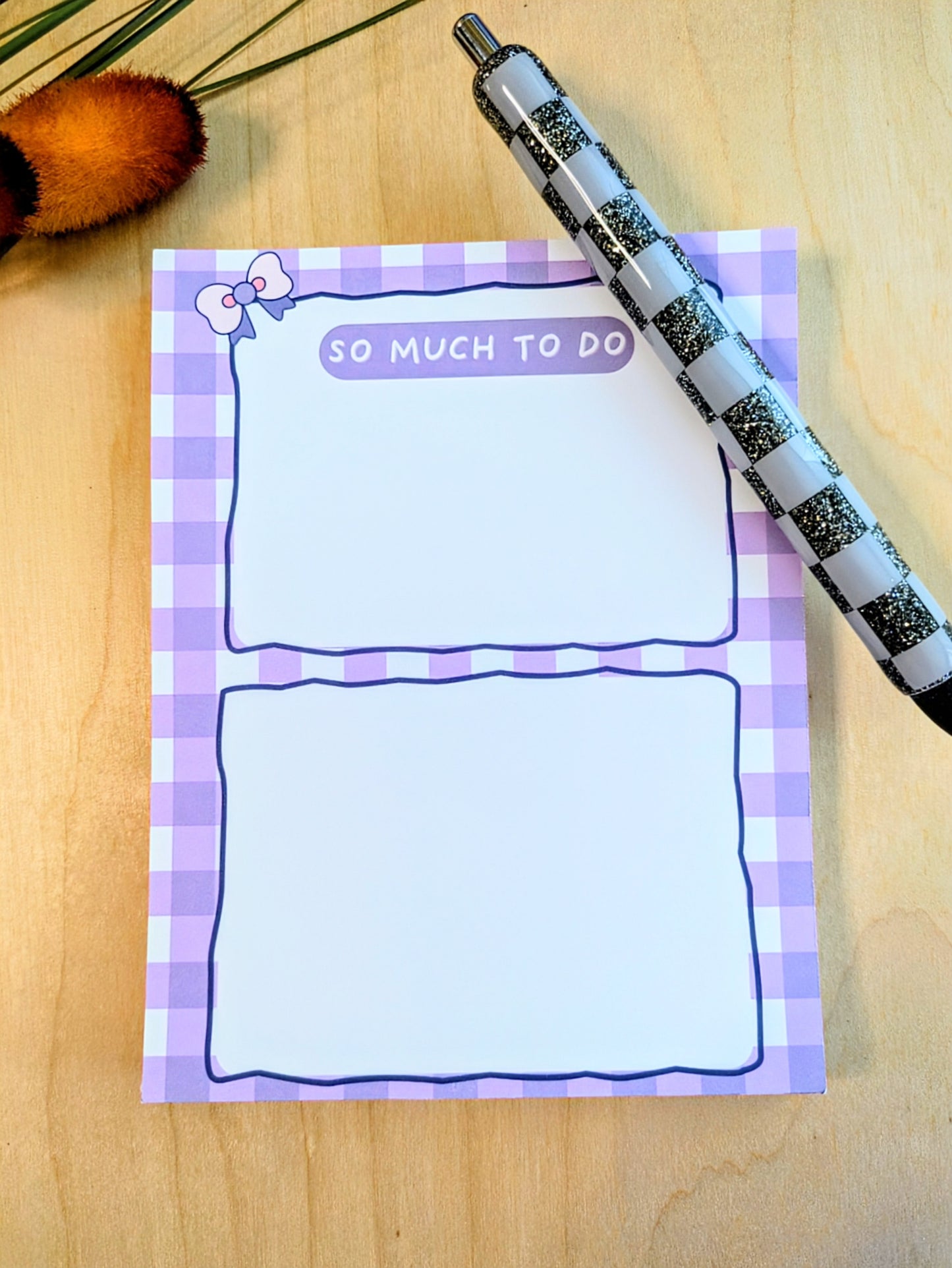 "So Much To Do" Purple Gingham Notepad