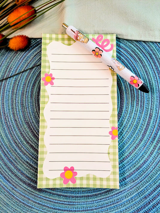 "Green Gingham" Notepad
