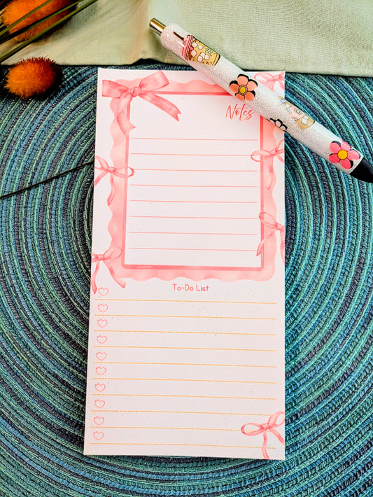 "Pink Coquette Bows" Notepad