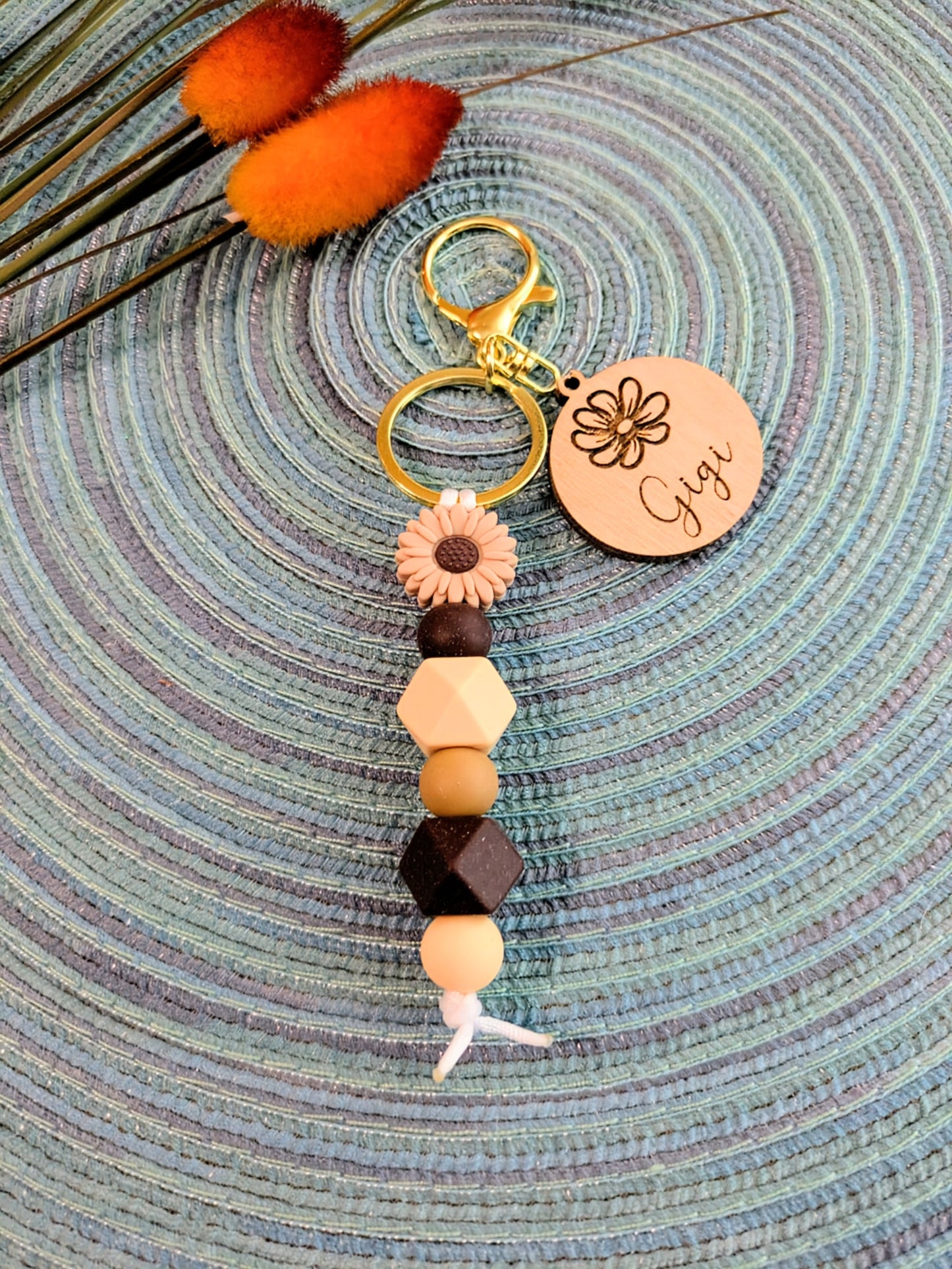 "Brown Mini Daisy" Keychain