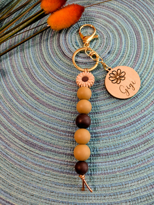 "Boho Brown Daisy" Keychain