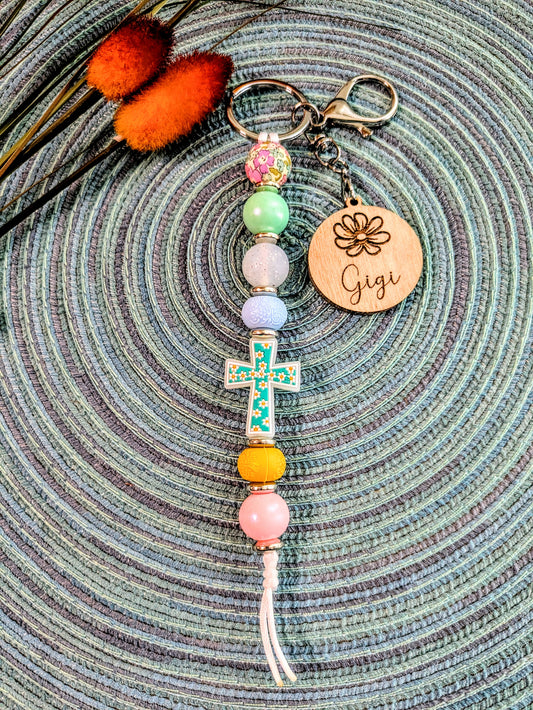 "Blue Crosses" Keychain