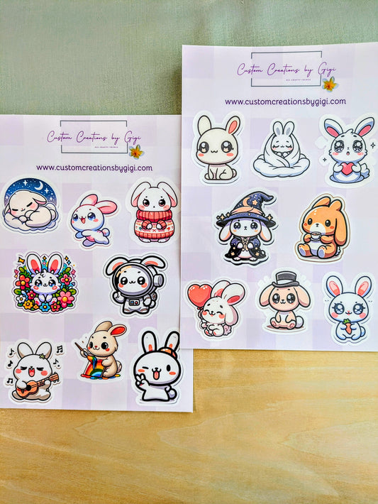 Kawaii Rabbits Sticker Sheet