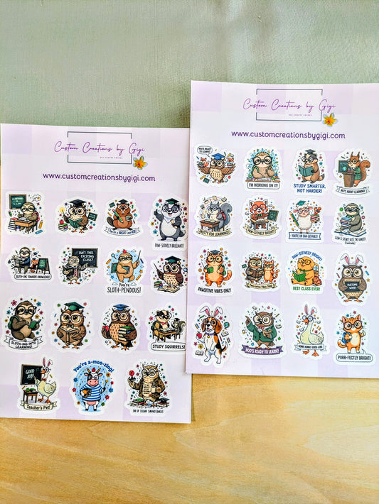 School-ing Animals Sticker Sheet