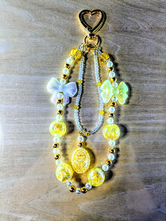 "Yellow Rose and Bows" Keychain