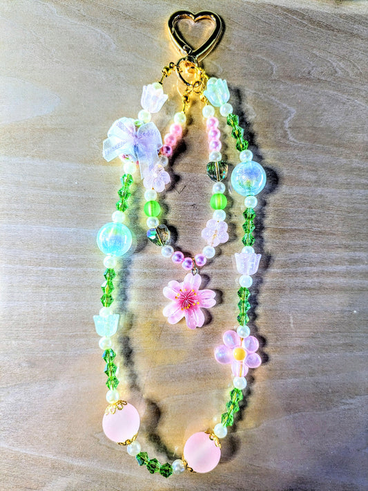 "Spring Hibiscus, Daisies, and Roses" Keychain