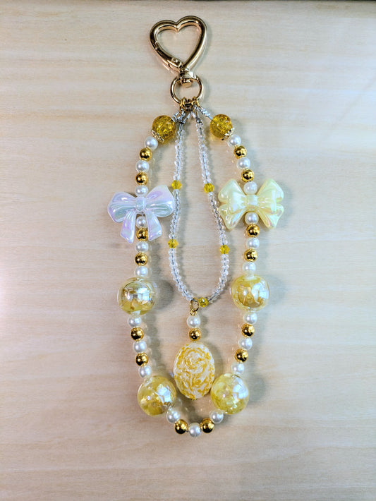 "Yellow Rose and Bows" Keychain