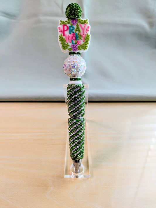 "Pray, Worry Less" Beaded Pen