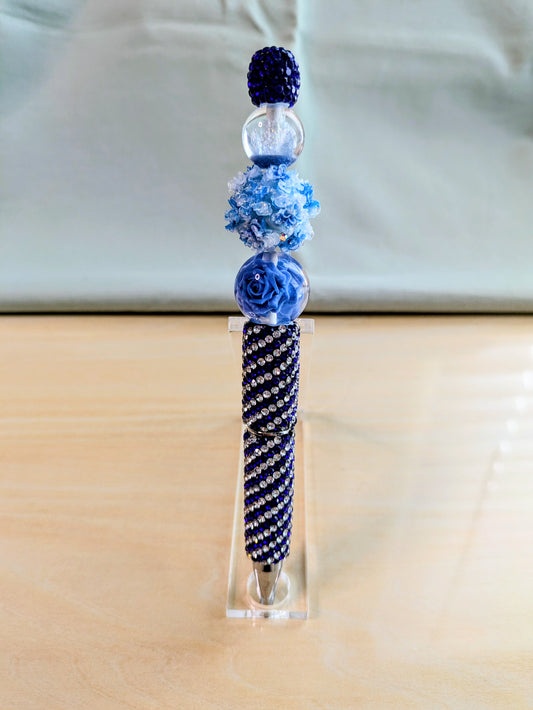 "Blooming Blues" Beaded Pen