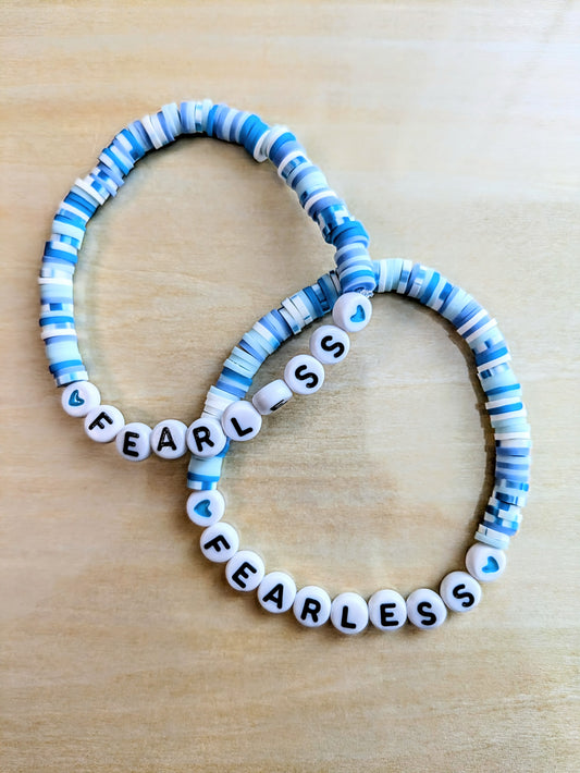 "FEARLESS" Blue Wave Clay Beaded Bracelet