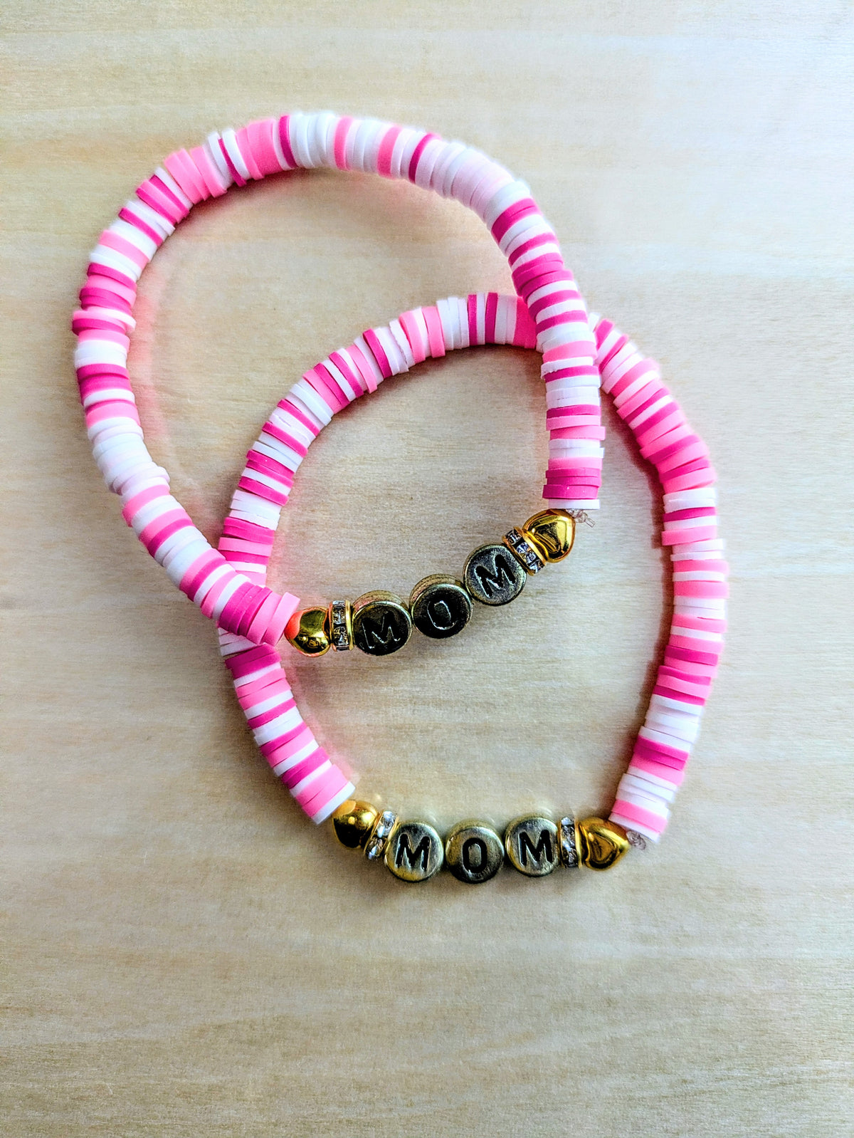 "MOM" Blushed Babe Clay Beaded Bracelet
