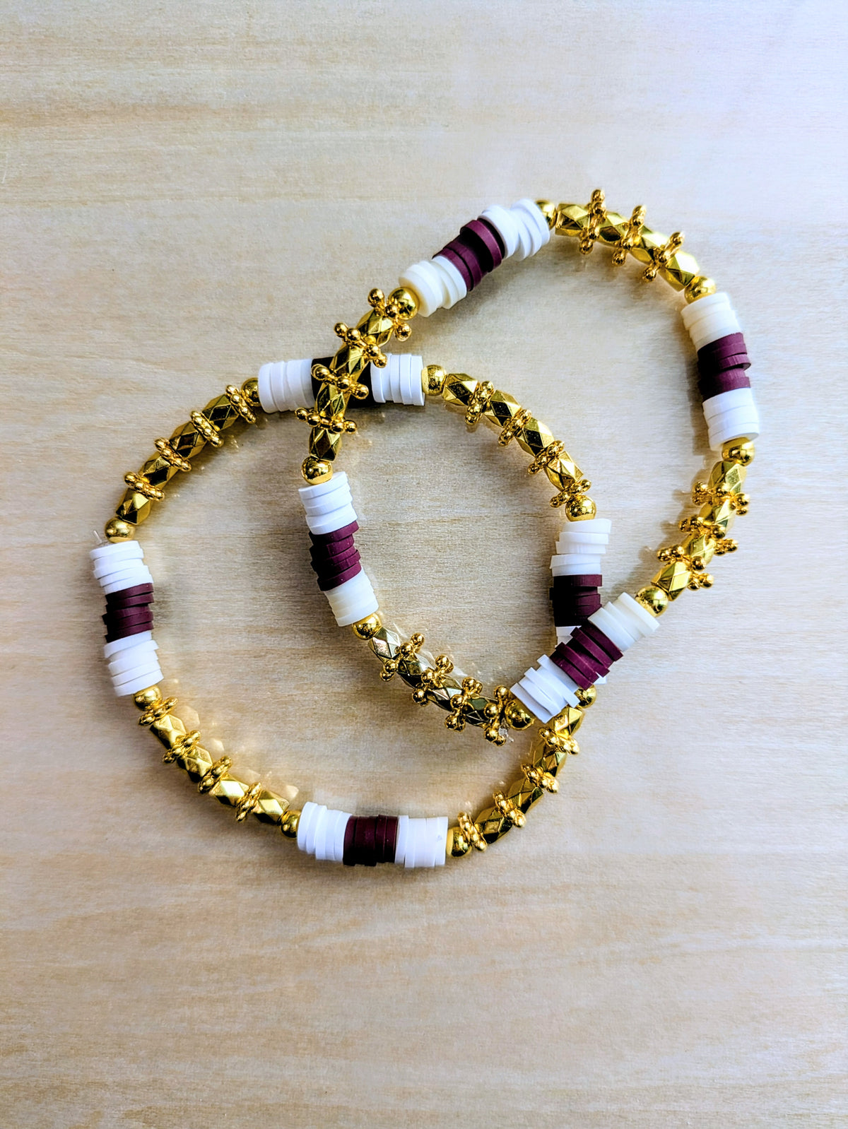 Bold In Burgundy Clay Beaded Bracelet