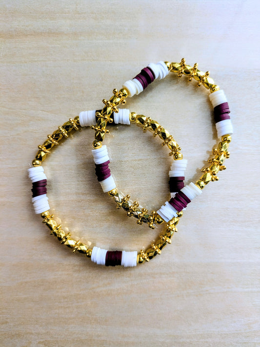 Bold In Burgundy Clay Beaded Bracelet