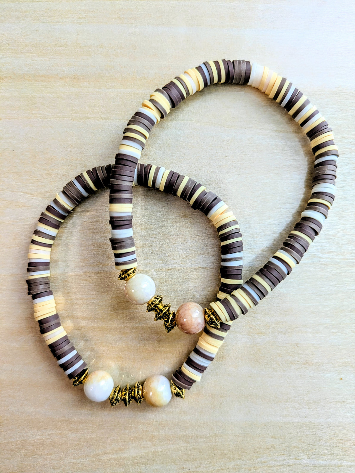 Chocolate Swirl Clay Beaded Bracelet