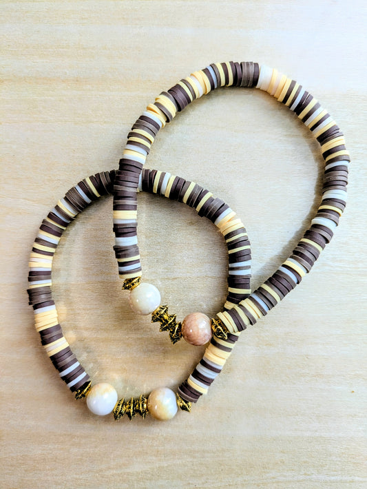 Chocolate Swirl Clay Beaded Bracelet